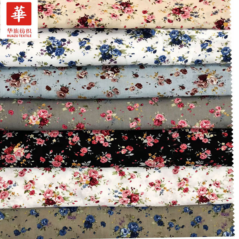61供应多种全棉花型布料 玫瑰花印花布 小碎花女装男装帽子布现货