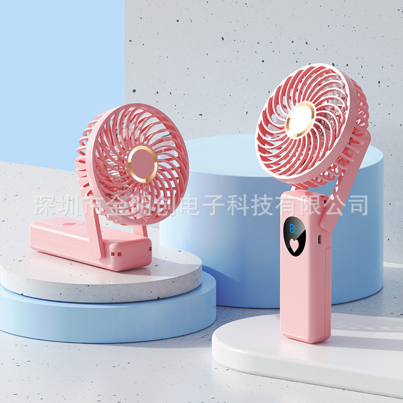 Nuevo Ventilador de Mano Mini, Ventilador de Escritorio Portátil USB para Estudiantes, Ventilador de Mano con Soporte, Viento Fuerte, Regalo, LOGO