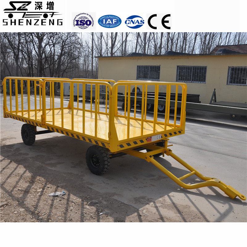 平板拖车 2.3吨带护栏厂内中专板车 机场转运行李平板托车 可串联