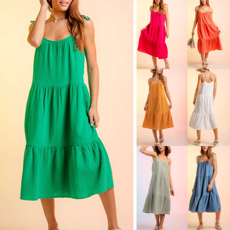 Women's Strap Dress Simple Style Strap Sleeveless Solid Color Midi Dress Holiday Daily display picture 1