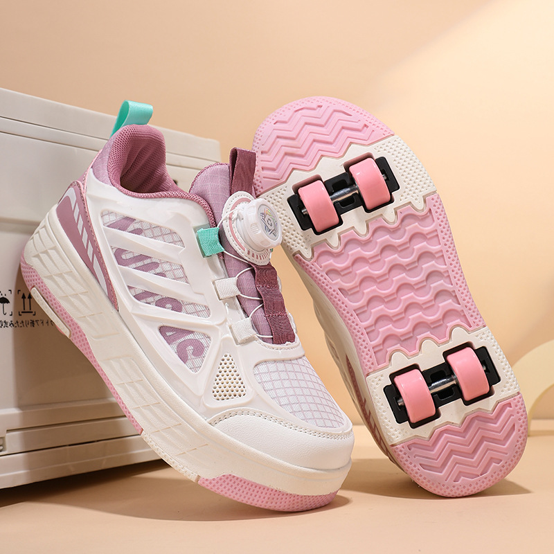 Children's Four-Wheel Heelys Roller Skates for Male and Female Students with Wheels, Four-Season Deformable Roller Skates, Cross-Border Skates