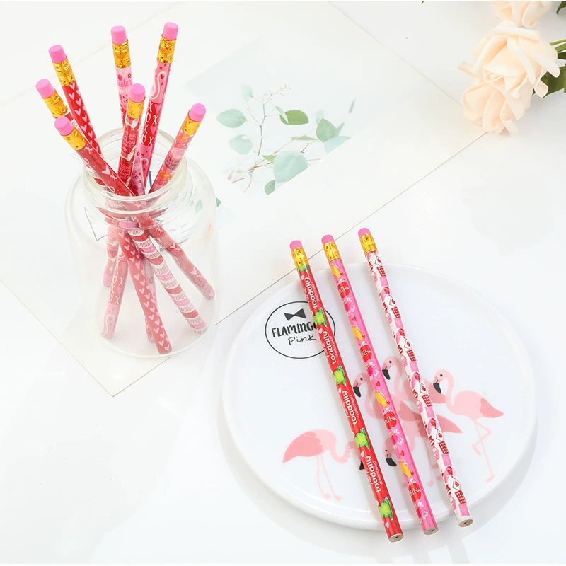 Деревянные карандаши для письма, штампы, линейки, блокноты и школьные награды с мультяшным дизайном ко Дню святого Валентина для школьников.