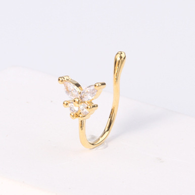 Fashionable nose piercing, diamond stone inlay, nose clip, European style