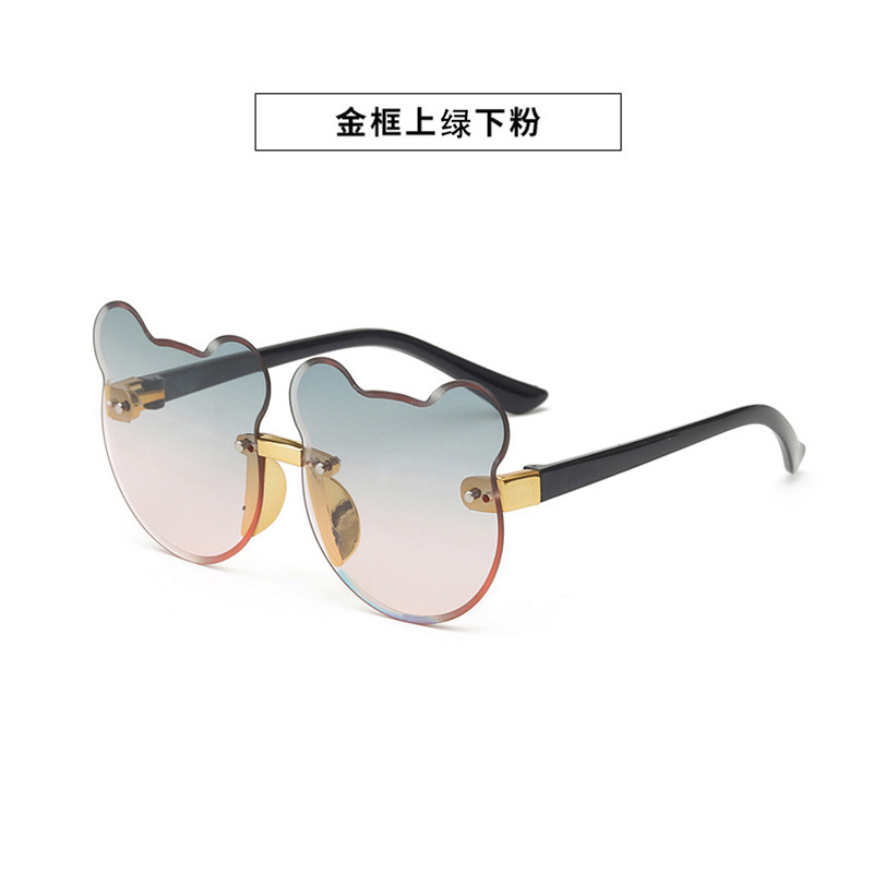 Nuevo oso gafas de sol de los niños raqueta de calle vanguardia moda calle raqueta copia pieza sin marco chica gafas de sol fábrica al por mayor