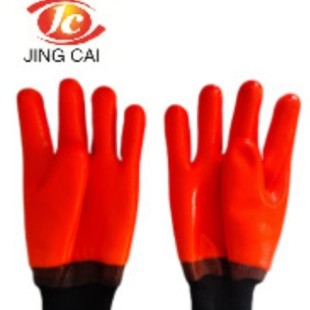 Factory Direct Sales Fluorescent Orange Sponge Composite Velvet 26cm Ribbed Smooth Surface Cold-Proof Industrial Labor Protection Gloves