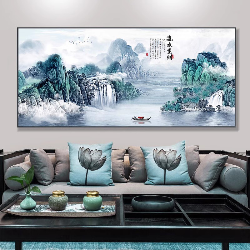 聚宝盆画国画办公室字画中式装饰风景山水客厅挂画沙发背景墙壁画|undefined