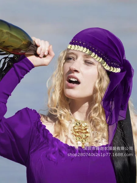 Belly Dance Gyspy Pirate Turban Dance Performance Accessories Headgear Folk Hat Amazon Cross-Border Veil