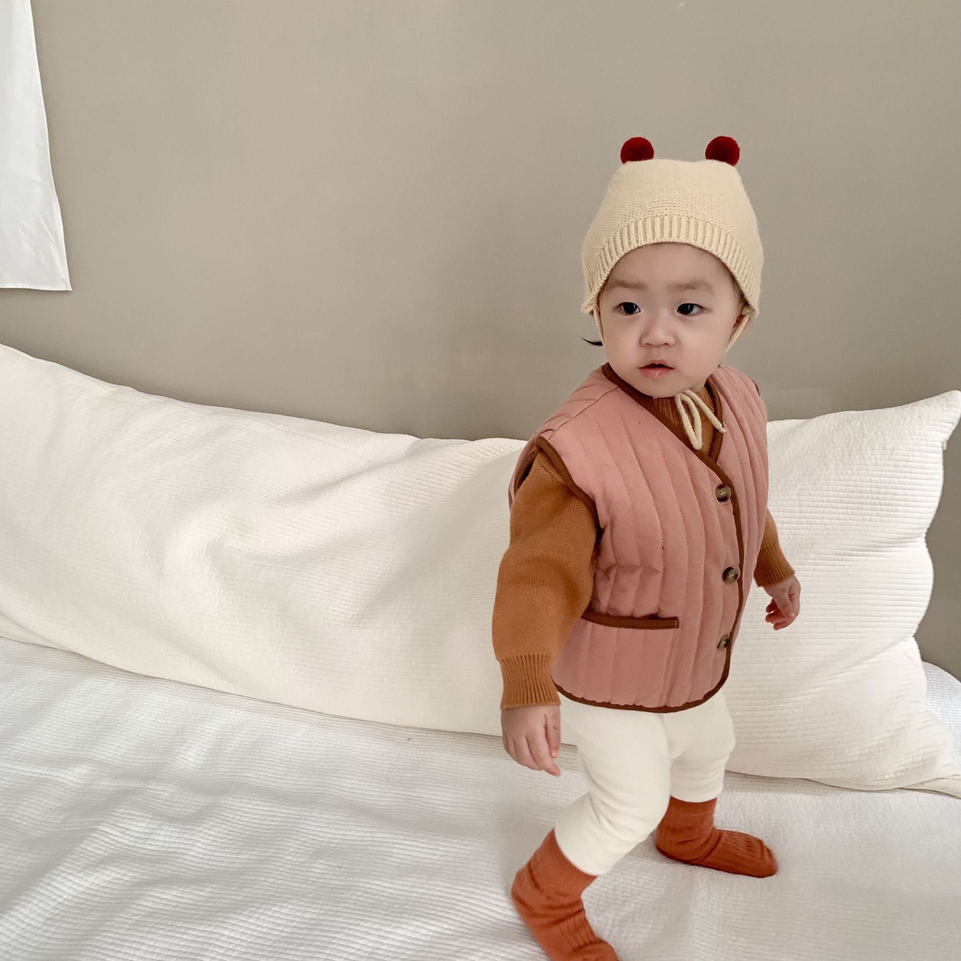 Baby invierno chaleco de algodón grueso chaleco de ropa infantil coreano bebé otoño invierno ropa de niños clip de caballo chaleco cardigán para niños