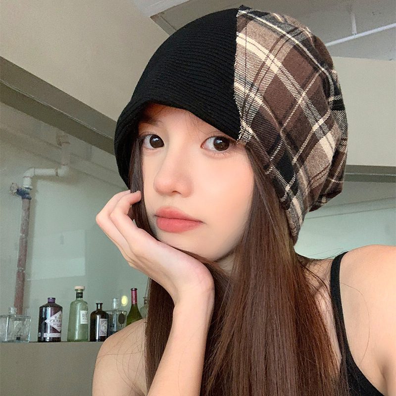 Sombrero japonés retro empalmado para mujeres primavera y verano suelto versátil para mostrar la cara pequeña gorra fría perezosa sombrero