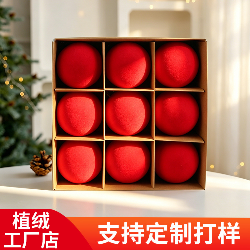 Bolas de Navidad 8CM / 9pcs Bolas de Navidad flocadas Bolas de Navidad Colgante Fabricante de Navidad Bolas de Navidad image 1