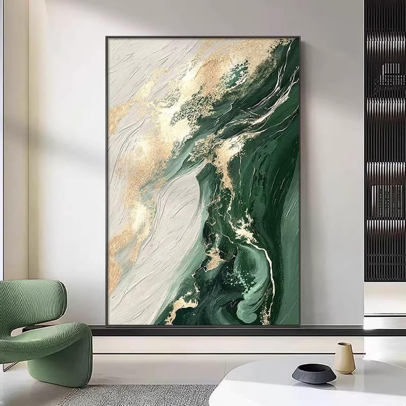 Abstract Art Living Room Decorative Painting, Green Light Luxury Entrance Hall Hotel Corridor Wall Art, High-End Sofa Background Wall Painting Abstract Art Living Room Decorative Painting, Green Light Luxury Entrance Hall Hotel Corridor Wall Art, High-End Sofa Background Wall Painting