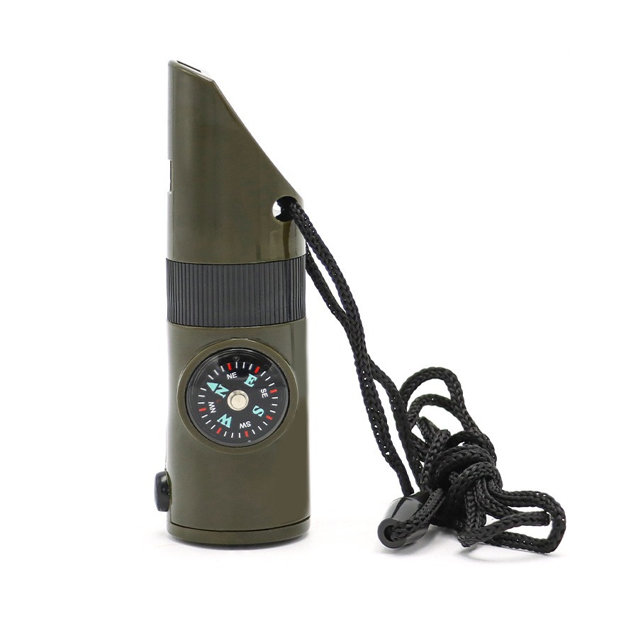 Al Aire Libre 7-en-1 silbato multifuncional silbato de supervivencia silbato salvavidas con termómetro de luz LED Brújula 7-en-1