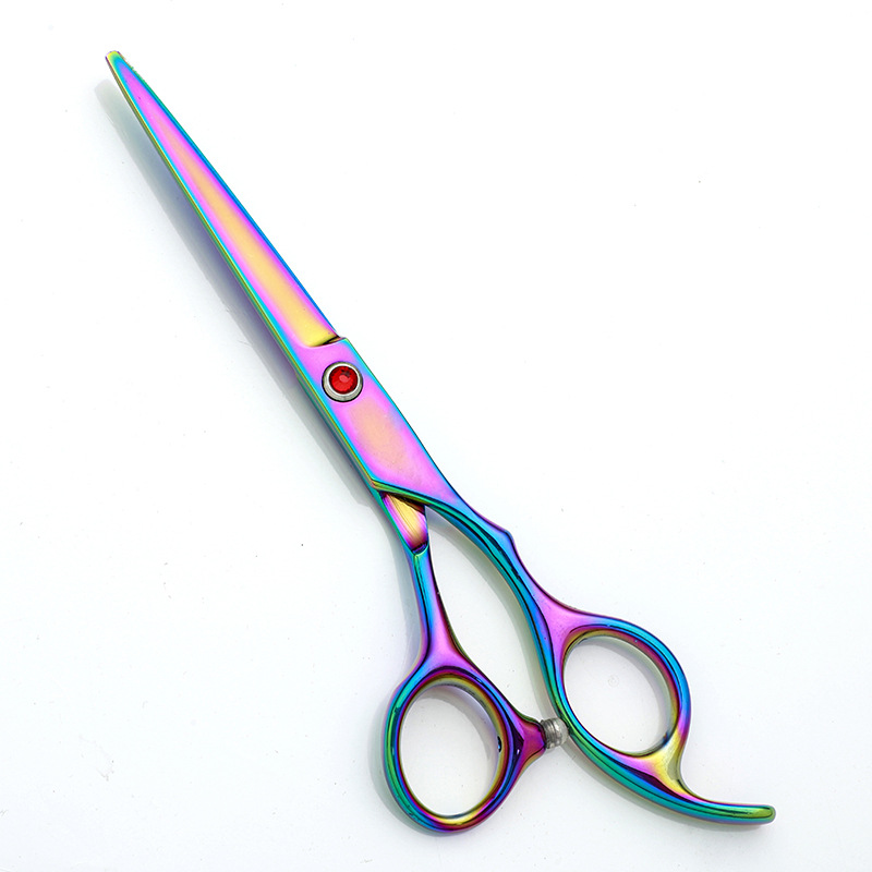 Forbici da parrucchiere per tagliare la frangia, forbici dritte per sfoltire, colorate e nere, forbici a vite diamantate rosse, per rifinire la frangia._voghion.com