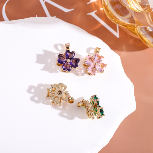 Rotating four-leaf clover necklace for women, copper inlaid with zircon, Korean version of the fortune pendant bracelet, pendant necklace, jewelry accessories