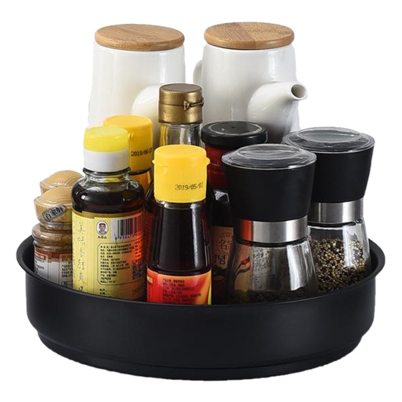 Bandeja giratoria de cocina, estante de especias de acero inoxidable, estante de condimentos de encimera multifuncional, almacenamiento de cosméticos transfronterizo