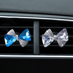 Diamond-embellished bow air vent car perfume, crystal car scent clip, tie car interior decoration
