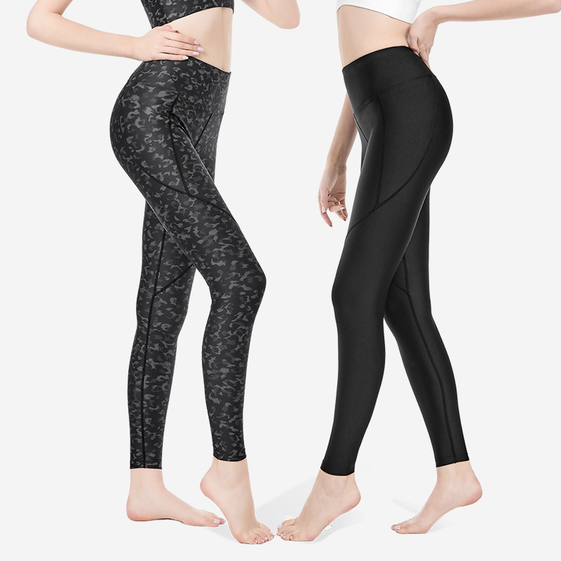 Vest line fitness trousers women's high waist slimming hip lifting stretch gym camouflage printed running sports pants Vest line fitness trousers women's high waist slimming hip lifting stretch gym camouflage printed running sports pants