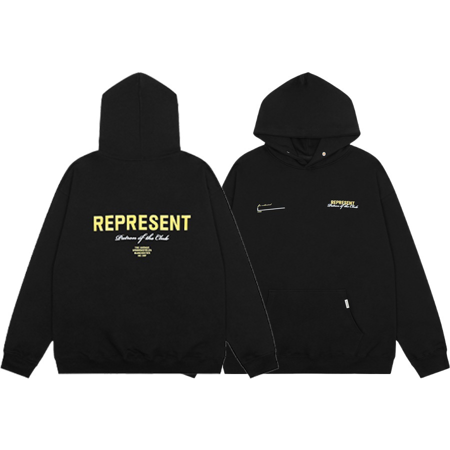La marca de moda transfronteriza REPRESENT London Limited eslogan LOGO impresión hombres y mujeres sueltos suéter con capucha casual
