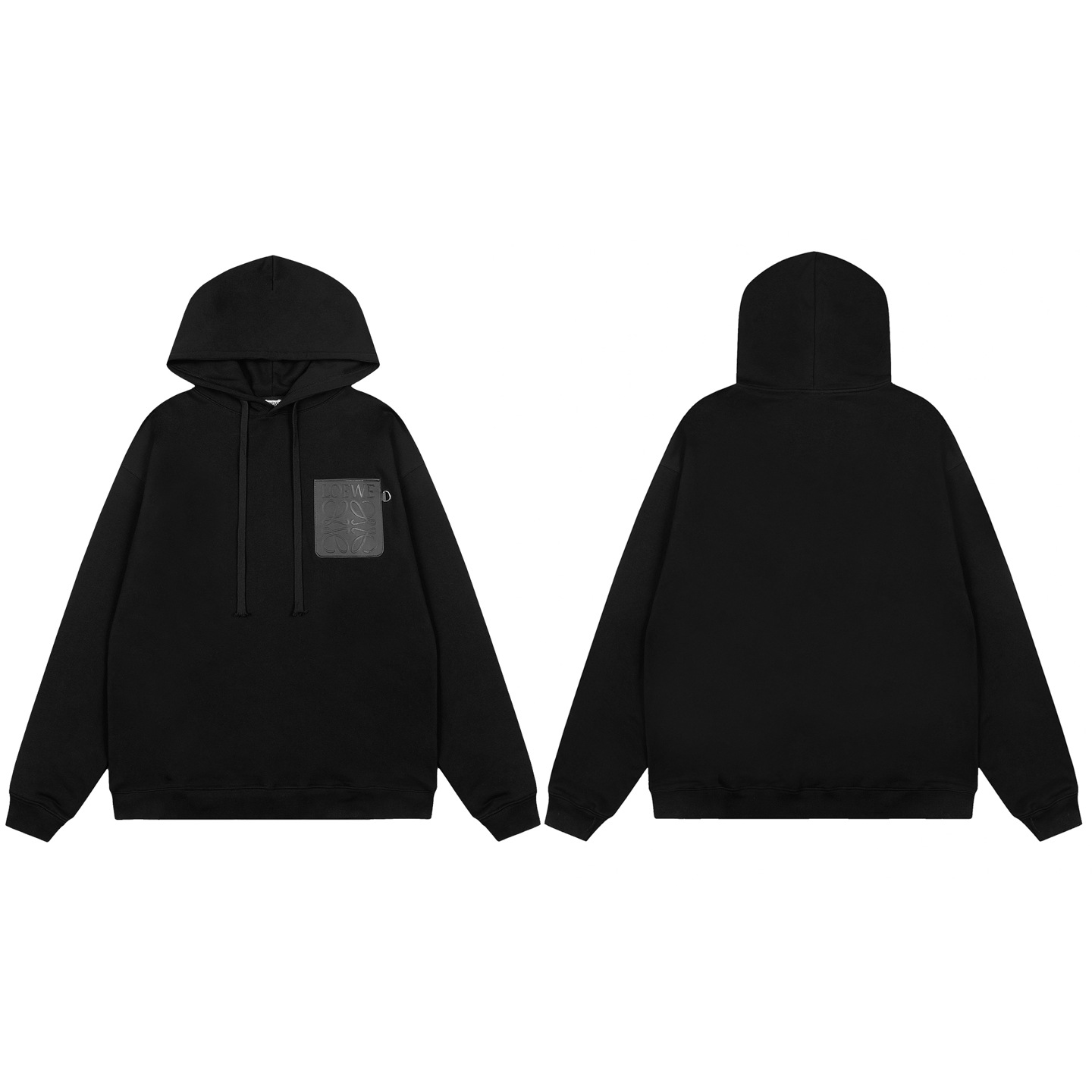 26 Cross-border Original LOE Ready-to-Ship Hooded Long-Sleeve Sweatshirt with Leather Patch on the Chest, Unisex