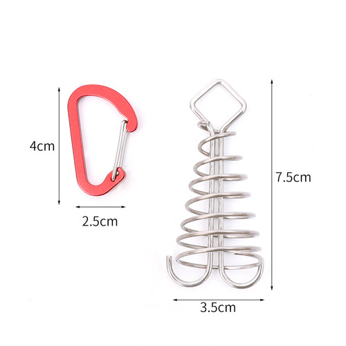Outdoor camping octopus rope buckle camping deck nail stainless steel fixed tent rope buckle wooden hook spring wind rope hanging