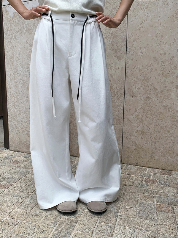 MOXI十三行女装2025秋季新款韩版休闲阔腿裤女白色直筒裤休闲长裤|undefined