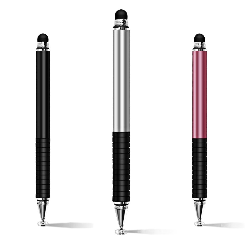 Pluma capacitiva de escritura a mano dedicada transfronteriza ventosa transparente doble táctil dos en uno máquina de lectura de puntos pluma táctil de metal de alta estabilidad