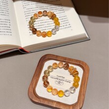 【小雏菊】原创天然黄色系水晶手串金箔胶花金虎眼黄萤石上岸事业