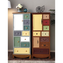 美式实木斗柜客厅卧室储物地中海风格抽屉收纳五斗橱彩绘八斗边柜