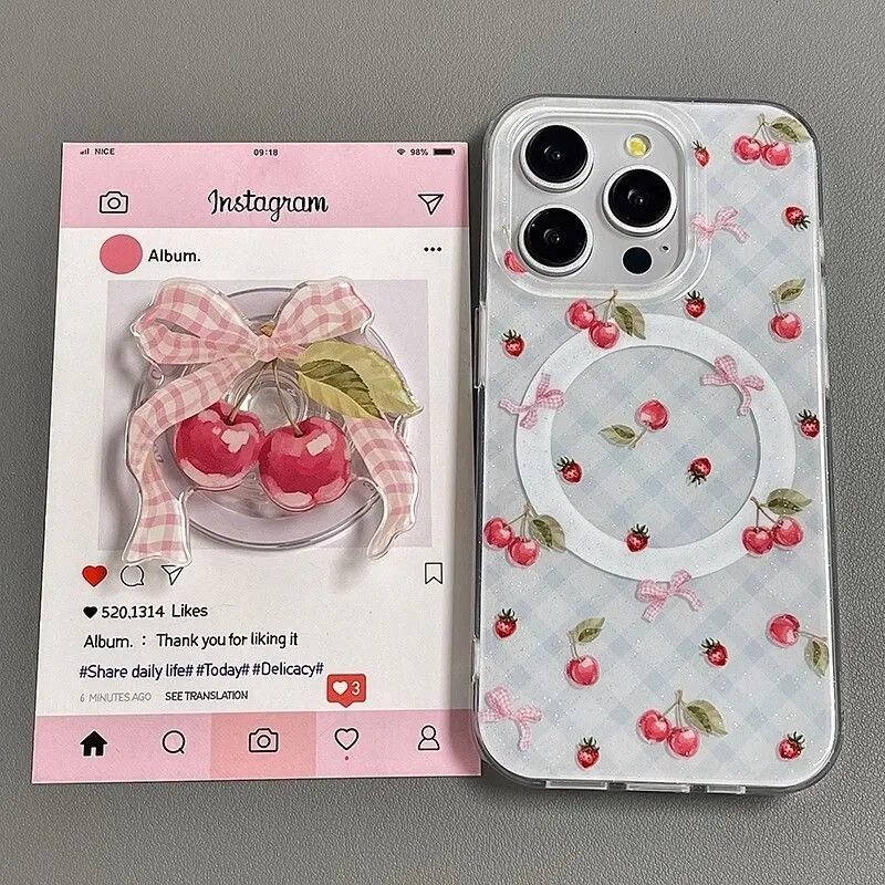 Cherry Suitable for Samsung S23Fe Mobile Phone Case S25Ultra/S24Plus/S21 Magnetic Suction 3 Apple 16Promax Cherry Suitable for Samsung S23Fe Mobile Phone Case S25Ultra/S24Plus/S21 Magnetic Suction 3 Apple 16Promax