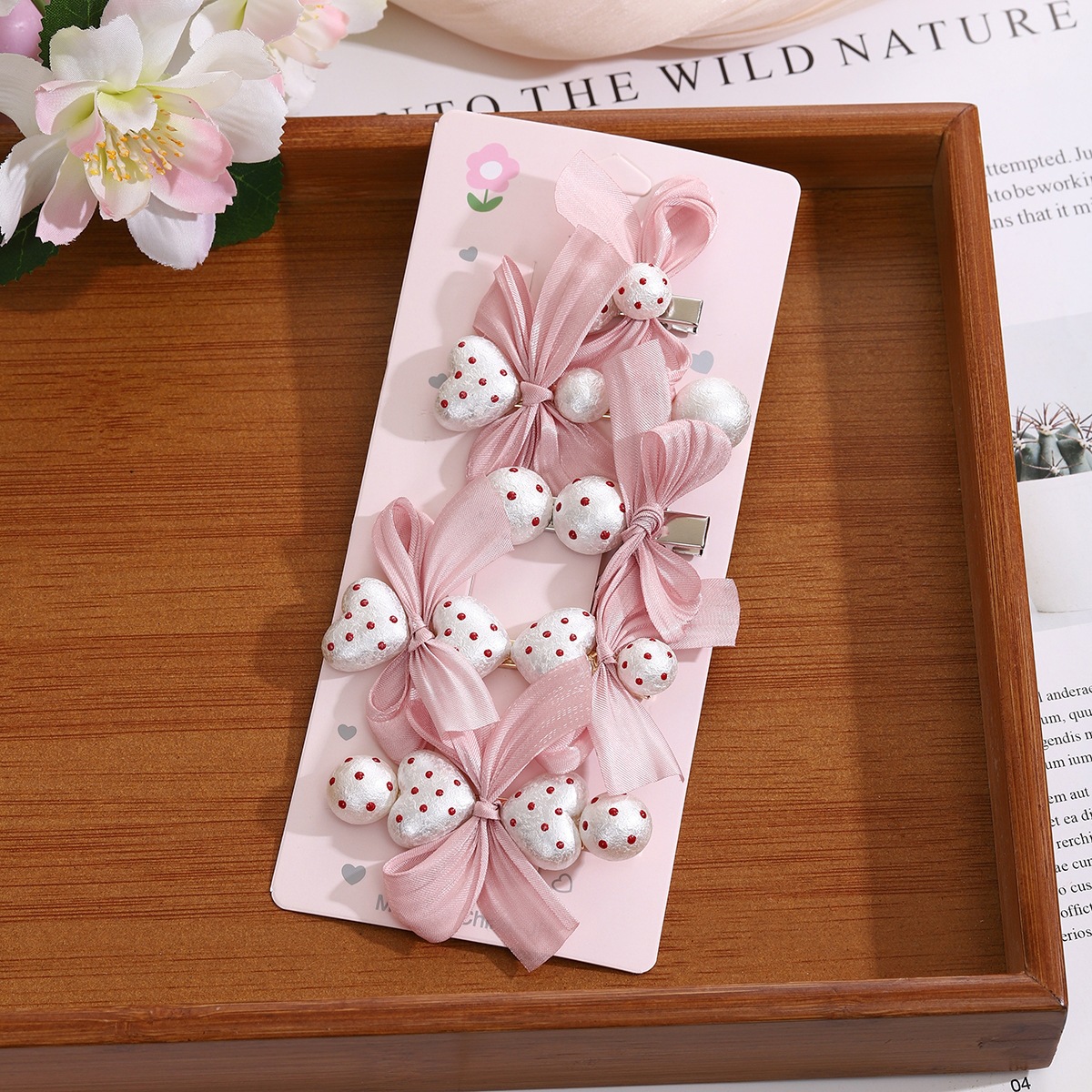 Perla rosa amor onda punto arco clip de cabello para niños clip de cabello frisa clip lateral clip de cabello para niñas joyas para el cabello