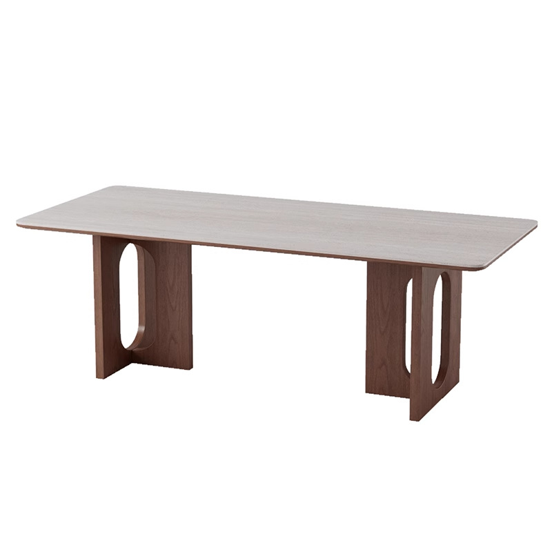Danfans túnel de viento medieval piedra tabla mesa de comedor combinación de silla de madera de cera blanca viento silencioso rectangular retro 2024 nuevo