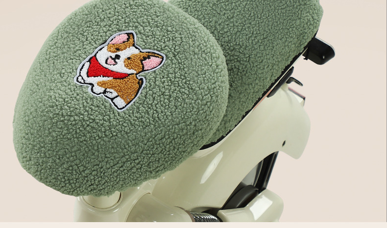 Suitable for Electric Vehicle Seat Cushion Cover, Thickened Plush Autumn and Winter Warm, Comfortable and Cute Corgi Simple and High-Looking Seat Cushion Cover