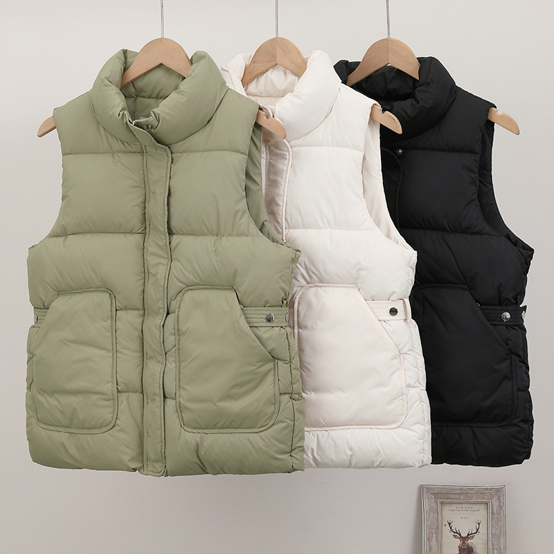 Gran chaleco de algodón de plumón para mujeres otoño y invierno corto grueso ropa de pan nuevo chaleco coreano chaqueta de caballo chaqueta de moda