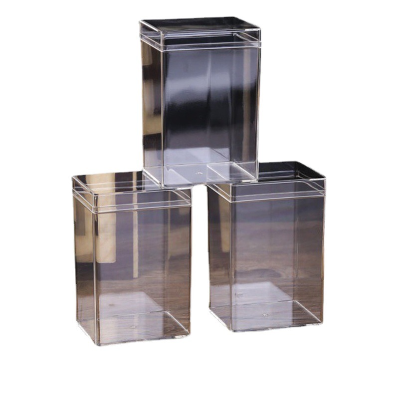 Caja rectangular de plástico transparente de alta calidad alimentaria PS caramelo galleta caramelo embalaje Lego caja de presentación a prueba de polvo
