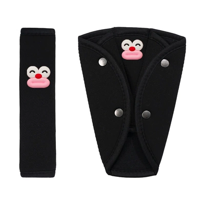 Manufacturer-customized car seatbelt shoulder – Seat belt shoulder pad - ice-silk-black-shoulder-pads-with-pink-large-mouth-design-set-of-two