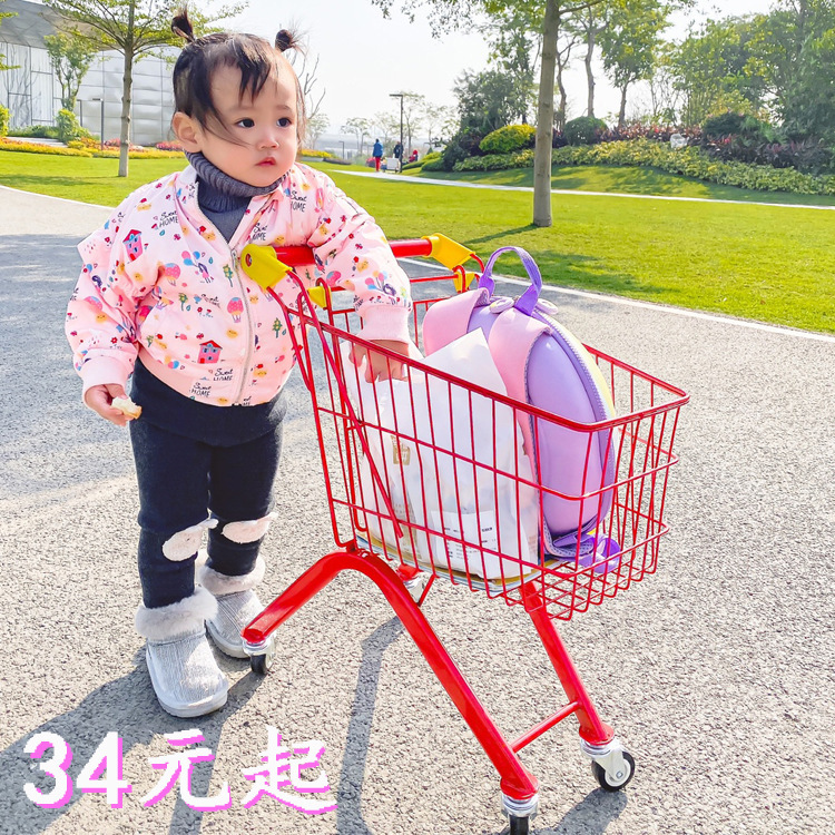 Children's shopping cart baby toy snack cart supermarket small iron cart play house hand push storage cart can be sent on behalf