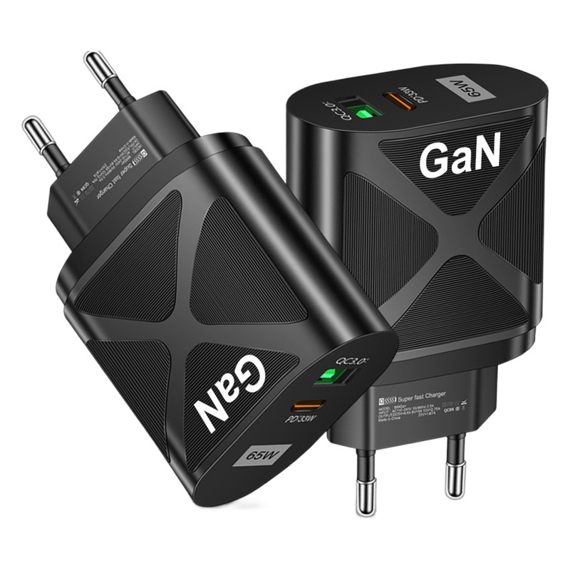 65W GaN nitruro de galio PD carga rápida teléfono móvil cargador portátil adaptador CE FCC UKCA