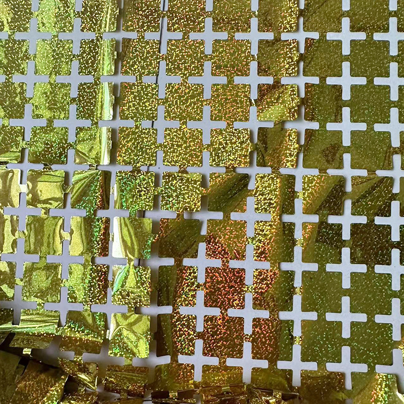 Láser cuadrado lluvia cortina de seda fiesta de cumpleaños decoración Fondo escena diseño lluvia seda puerta cortina regalo tienda fábrica al por mayor