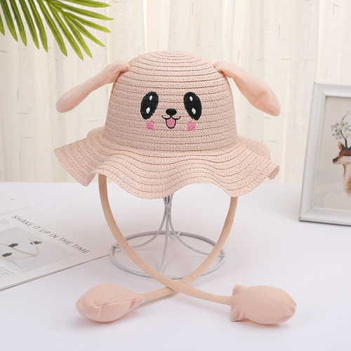 New hat with moving bunny ears, cute cartoon children's sun hat, summer travel sun hat