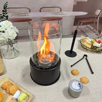 Камин Amazon Alcohol Fireplace Indoor Outdoor Black Stone Small Round Desktop Brazier Patio Fireplace с подушкой