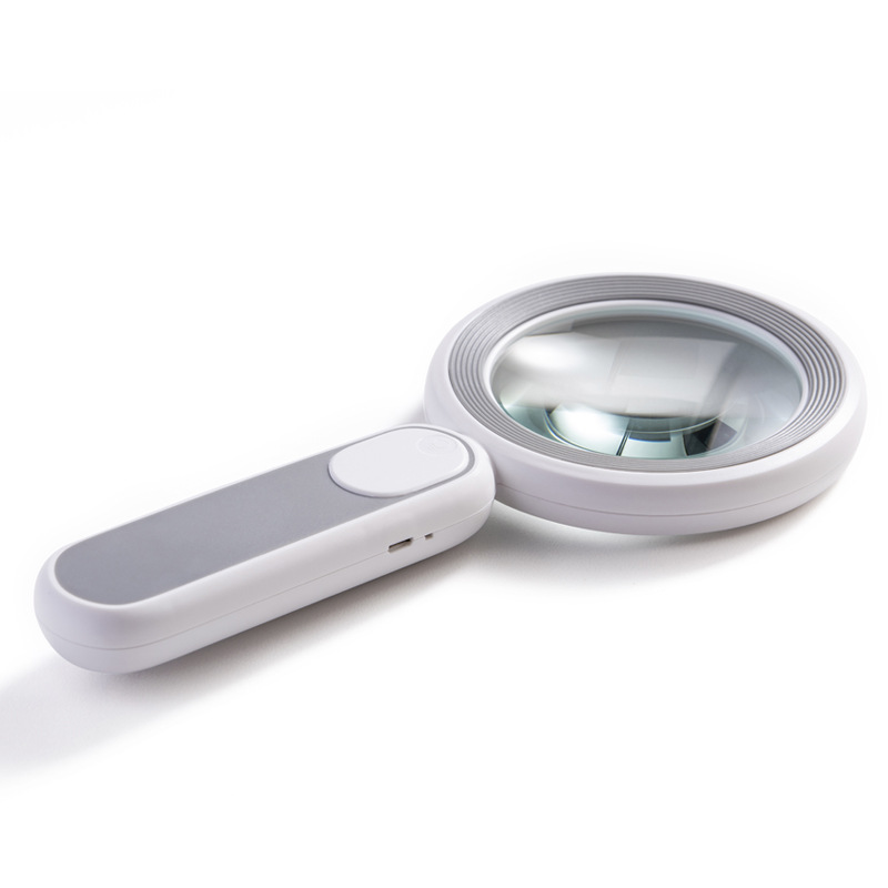 New touch switch handheld rechargeable magnifying glass optical lens with 21 heating and cooling lamps for elderly reading