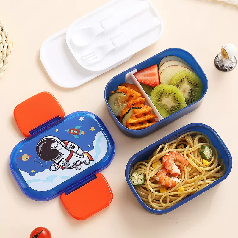 跨境双层分隔饭盒上班族可微波炉便当盒便携卡通儿童餐盒lunchbox