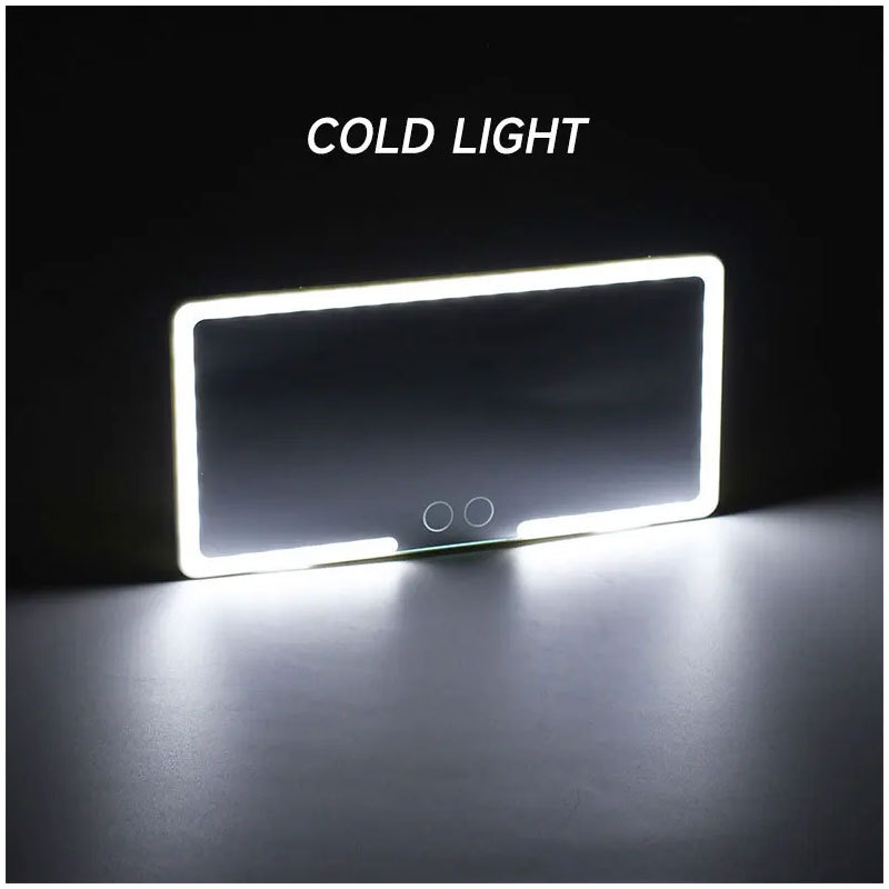 Cross-border Popular Car Sun Visor Mirror Three-color LED Makeup Mirror High-definition Ultra-thin Beauty Mirror Touch-up Three-speed Dimming