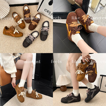 小众新品双鞋带德训鞋女冬新款休闲百搭阿甘鞋新款复古运动鞋