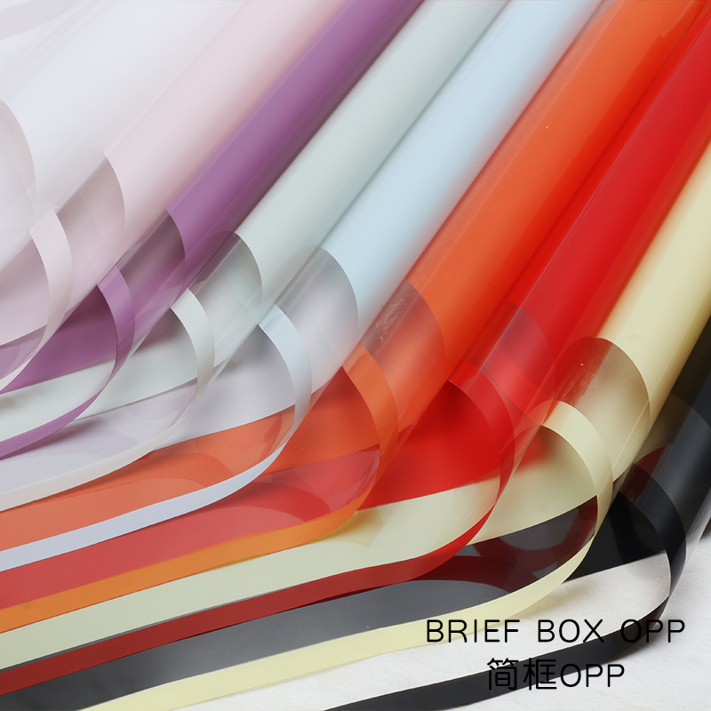 Huaxi marco transparente marco simple OPP al por mayor de papel de vidrio floral ramo de flores envolvendo papel impermeable embalaje de flores