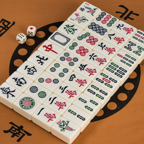 Family mahjong tiles for home use large and small size brand new ivory mahjong with thick tablecloth