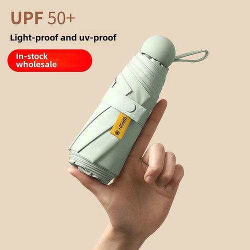 Solar Umbrella Women's High-End Rain and Sun Shelter Umbrella Capsule Umbrella Rain Umbrella Foldable Lightweight and Compact Portable Five-Fold Umbrella