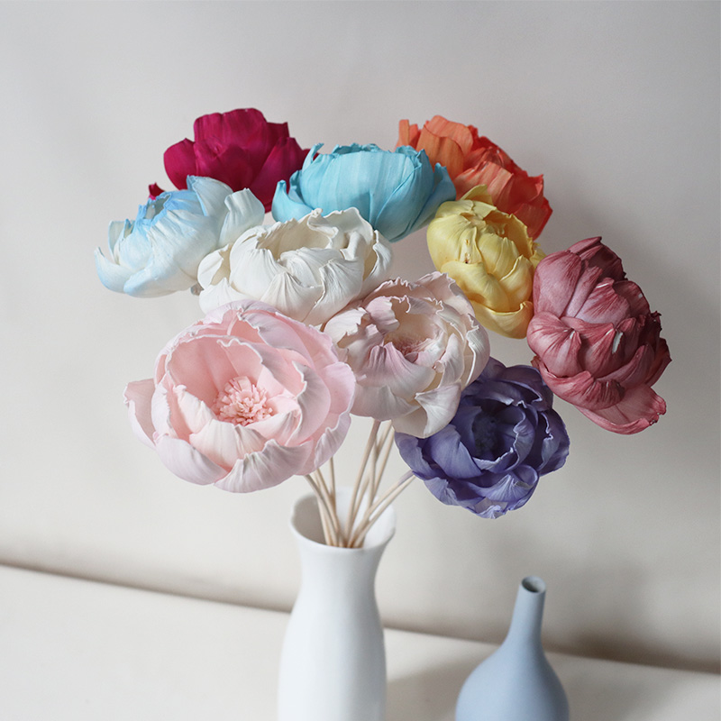 Hecha a mano peonía flores falsas lirio lirio flores secas mariposas orquídeas DIY ingredientes aromáticos vase decoración