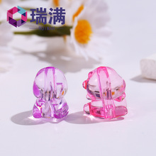 亚克力竖孔小奶龙彩色透明DIY手工发饰手机链可爱散串珠饰品配件