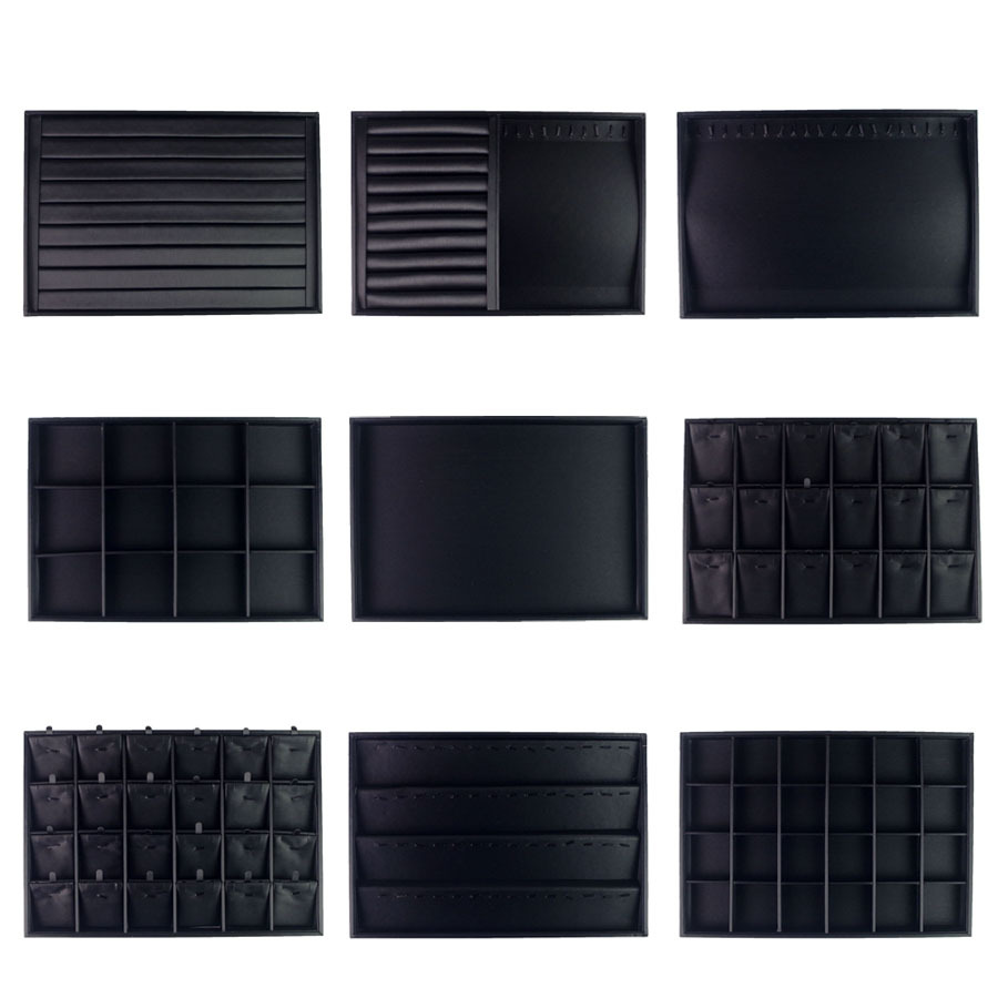 PU black skin necklace ring storage box velvet bracelet bracelet jewelry box display props accessory stand jewelry tray